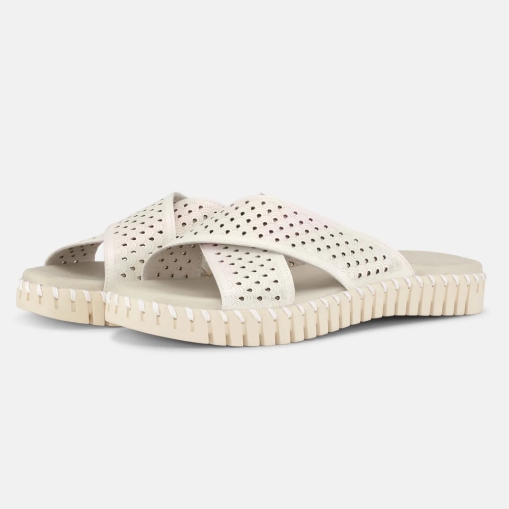 Ilse Jacobsen White Slip-On Sandals size 12 New
